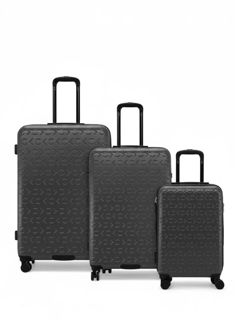 CALVIN KLEIN Calvin Klein Fly Control 3-Piece Hardsided Luggage Set on Wheels for Unisex | Ultra Lightweight ABS with Spinner Wheels 4 Color Granite Grey